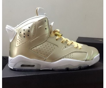 Wholesale Cheap Air Jordan 6 Retro Shoes Pale Gold/White