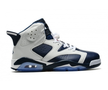 Wholesale Cheap Air Jordan 6 Retro Shoes White/Dark Blue