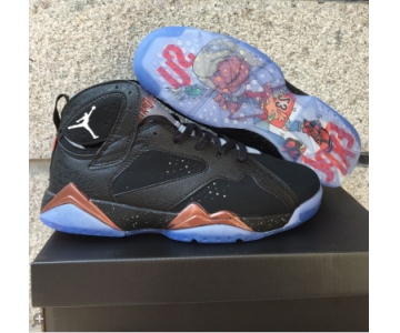 Wholesale Cheap Air Jordan 7 Retro Shoes Black/Bronze-White-Red