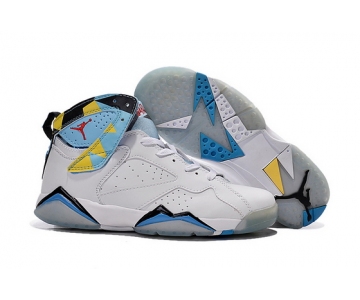 Wholesale Cheap Air Jordan 7 Retro Shoes White/blue-yellow-black