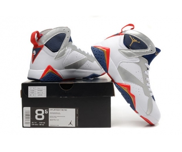 Wholesale Cheap Air Jordan 7 Retro Shoes white/blue-red-silver