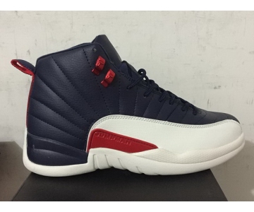 Wholesale Cheap Air Jordan 12 College Navy Dark Blue/White-Red