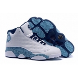 Wholesale Cheap Air Jordan 13 High QUAI 54 Shoes White/blue