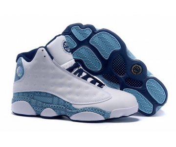 Wholesale Cheap Air Jordan 13 High QUAI 54 Shoes White/blue