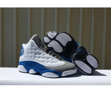 Wholesale Cheap Air Jordan 13 Retro Shoes White/Italy Blue-Wolf Grey