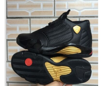 Wholesale Cheap Air Jordan 14 Retro Shoes Black/gold-red