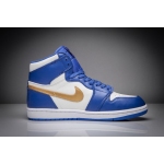 Wholesale Cheap Air Jordan 1 Gold medal  Blue/Gold-White