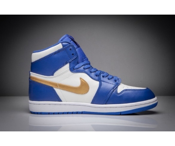 Wholesale Cheap Air Jordan 1 Gold medal  Blue/Gold-White