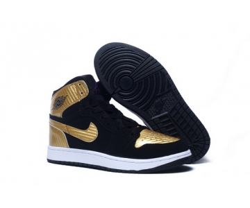 Wholesale Cheap Air Jordan 1 I Retro Shoes Black/gold-white