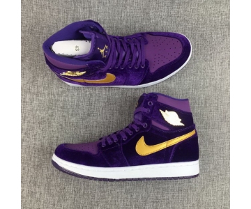 Wholesale Cheap Air Jordan 1 Retro Shoes Purple/Gold-White