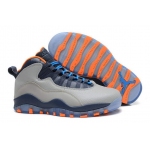 Wholesale Cheap Air Jordan 10 Bobcats Shoes Wolf Grey/Dark Powder Blue-New Slate-Atomic Orange