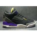 Wholesale Cheap Air Jordan 3 AIR logo on the heel Black/Purple-Yellow-White