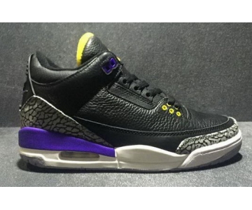 Wholesale Cheap Air Jordan 3 AIR logo on the heel Black/Purple-Yellow-White