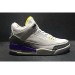 Wholesale Cheap Air Jordan 3 AIR logo on the heel White/Purple-Grey Cement