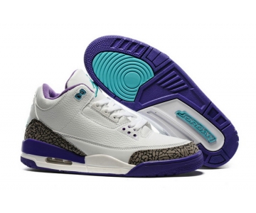 Wholesale Cheap Air Jordan 3 Hornets White/Grey Cement-Blue