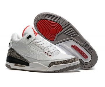 Wholesale Cheap Air Jordan 3 Retro Air Logo Tab White/Gray Cement-Red