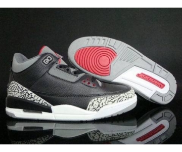 Wholesale Cheap Air Jordan 3 Retro Black Cement 2011 release Black/White-Grey-Gym Red