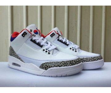 Wholesale Cheap Air Jordan 3 Retro Korea White/Grey Cement-Black-Red