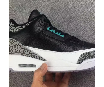 Wholesale Cheap Air Jordan 3 Retro Restocked Shoes Black/White-Blue-Gray cement