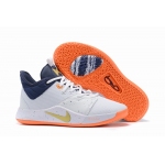 Wholesale Cheap Nike PG 3 Drak Blue White Gold