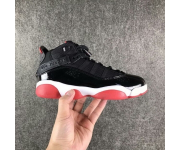 Wholesale Cheap Womens Air Jordan 6 Rings Shoes Black/red-white