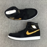 Wholesale Cheap Air Jordan 1 GS Retro Shoes Black/Gold-White