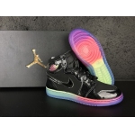 Wholesale Cheap Air Jordan 1 Retro High Gs Heiress Shoes Black/Rainbow