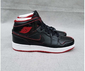 Wholesale Cheap Women's Jordan 1 Mid Shoes Black Red White