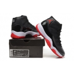 Wholesale Cheap Womens Air Jordan 11 GS Shoes Black/red-white