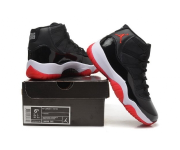 Wholesale Cheap Womens Air Jordan 11 GS Shoes Black/red-white