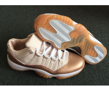 Wholesale Cheap Womens Air Jordan 11 Low Rose Gold Sail/Metallic Red Bronze-Gum Medium Brown