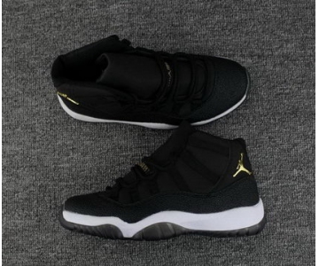 Wholesale Cheap Womens Jordan 11 Black Stingray Black/Gold-White