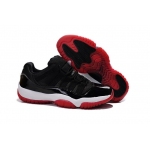 Wholesale Cheap Womens Jordan 11 Bred Low Shoes Black/white-red