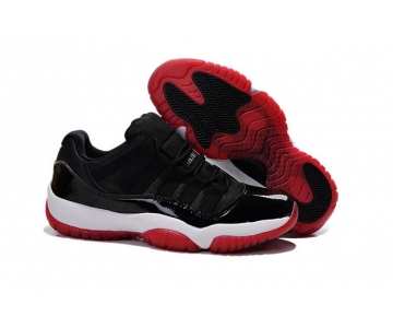 Wholesale Cheap Womens Jordan 11 Bred Low Shoes Black/white-red