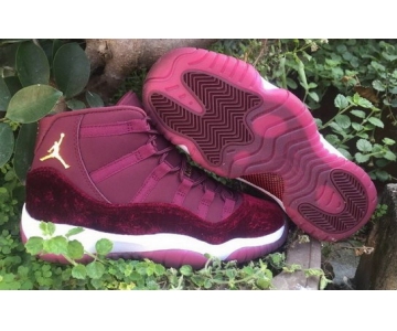 Wholesale Cheap Womens Jordan 11 Velvet Heiress Red/White-Gold