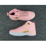 Wholesale Cheap Womens Air Jordan 12 Retro Shoes Pink/White-Gold