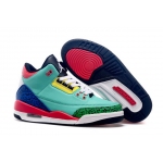 Wholesale Cheap Womens Air Jordan 3 Shoes Green/blue-red-white