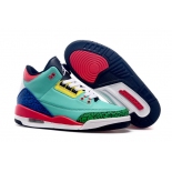 Wholesale Cheap Womens Air Jordan 3 Shoes Green/blue-red-white