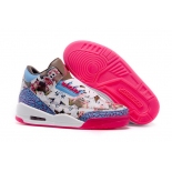 Wholesale Cheap Womens Air Jordan 3 Shoes Pink/blue-white