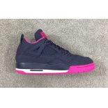 Wholesale Cheap Air Jordan 4 GS Denim Shoes Dark blue/pink-black