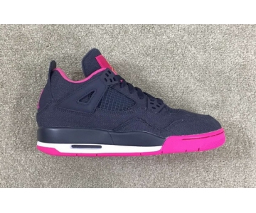 Wholesale Cheap Air Jordan 4 GS Denim Shoes Dark blue/pink-black