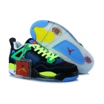 Wholesale Cheap Air Jordan 4 Womens Shoes black/gamma blue-yellow