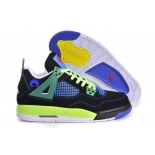 Wholesale Cheap Womens Air Jordan 4 (IV) Retro Shoes black/green-yellow-blue-white