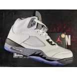 Wholesale Cheap Air Jordan 5 GS Shoes White/Black-Cement Gray