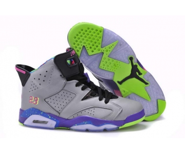 Wholesale Cheap Women's Jordan 6 Retro Shoes Cool gray/Purple-pink-green-blk