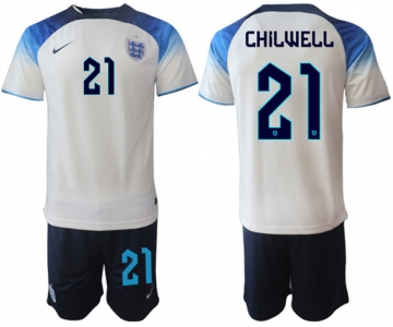 Men's England #21 Chilwell White Home Soccer Jersey Suit