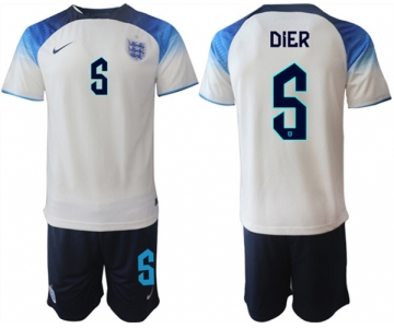 Men's England #5 Dier White Home Soccer Jersey Suit