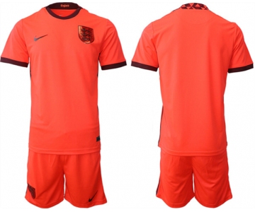 Men's England Blank Orange Away Soccer Jersey Suit