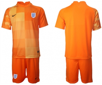 Men's England Blank Orange Goalkeeper Soccer Jersey Suit