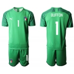 Men's Italy #1 Buffon Green Goalkeeper Soccer Jersey Suit